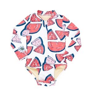 Pink Chicken Baby Girls Arden Suit - Watermelon Puzzle Size 6 -12 Mo.